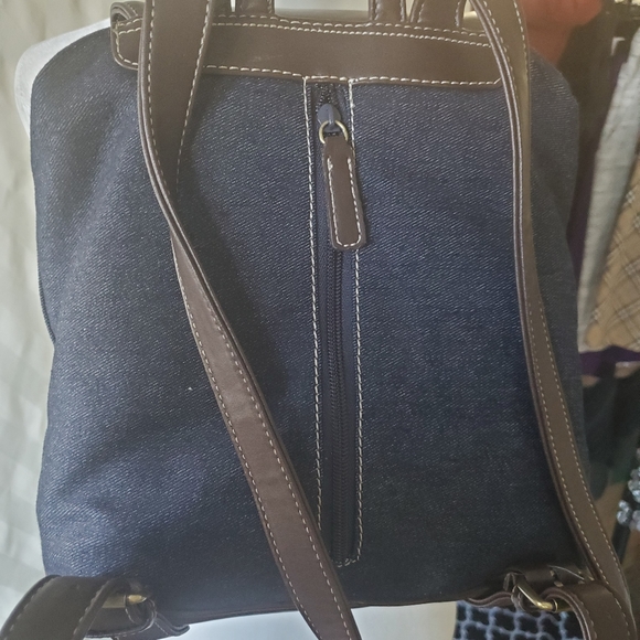 NEW Soft Leather & Denim Backpack - Picture 5 of 7